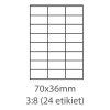 Etikety univerzálne biele 70x36mm samolepiace 24ks/A4 - 100 hárkov