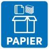 Samolepka/nálepka na separovaný odpad – PAPIER, 15 x 15 cm