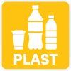 Samolepka/nálepka na separovaný odpad – PLAST, 15 x 15 cm