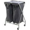 Vozík na bielizeň chrom, 2 x 100L PVC vrece