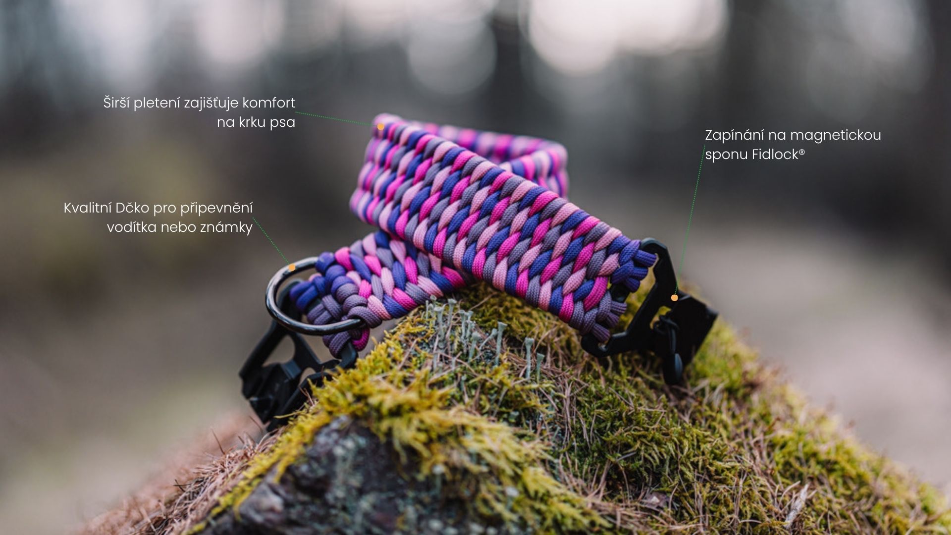 Ručně pletený obojek se sponou fidlock