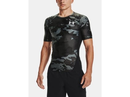 Kompresní tričko Under Armour, HG Isochill Comp Print SS-BLK, velikost: M, barva: kamufláž