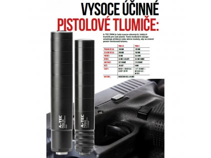 Tlumič A-TEC, PMM-45, modulový, impulzní pro pistole, ráže do .45", na závit M16x1mm LH