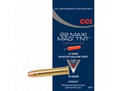 Náboj kulový CCI, Varmint MAXI-MAG TNT, .22 WMR, 30GR, TNT JHP