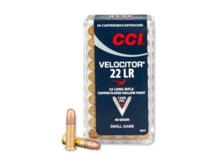 Náboj kulový CCI, Small Game - Velocitor HP, .22LR, 40GR (2,6g), CPHP