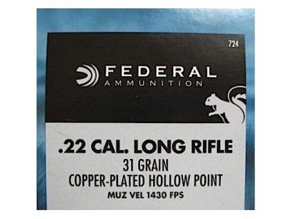 Náboj kulový Federal, Game Shok, .22 LR, 31GR (2,0g), Copper Solid HP