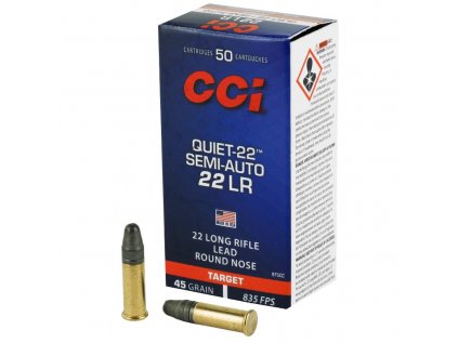 Náboj kulový CCI, SemiAuto Quiet 22, .22LR, 45GR, LRN, pro samonabíjecí zbraně, Subsonic