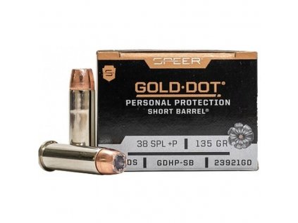 Náboj kulový Speer, Lawman, .38 Spec.+P, 135GR (8,7g), GoldDot HP "short barrel"