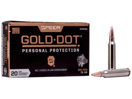 Náboj kulový Speer, Personal Protection, .223 Rem, 75GR (4,8g), Gold Dot SP