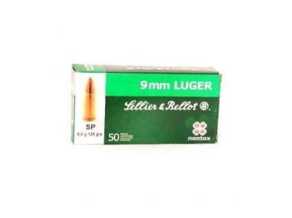 Náboj kulový Sellier a Bellot, Revolver-Pistol, 9mm Luger, 124GR (8,0g), SP, Non Tox