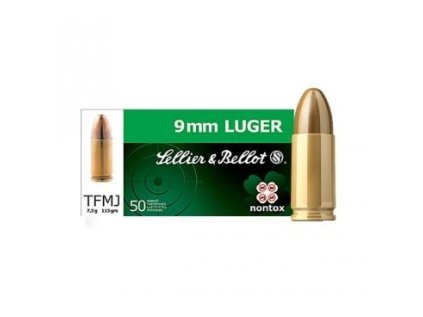 Náboj kulový Sellier a Bellot, Pistol-Revolver, 9mm Luger, 115GR (7,5g), TFMJ, Non Tox