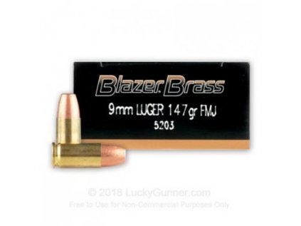 Náboj kulový CCI, Blazer Brass SUBSONIC, 9mm Luger, 147GR (9,50g), FMJ