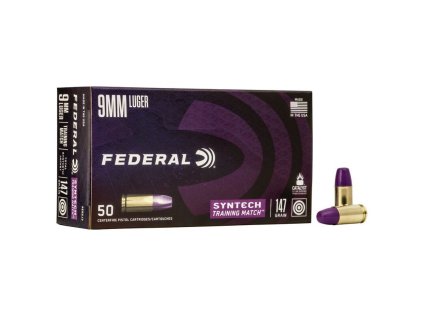 Náboj kulový Federal, Syntech Training Match, 9mm Luger, 147GR (9,5g), Syntech JFN