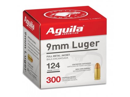 Náboj kulový Aguila, Handgun, 9mm Luger, 124GR (8,0g), FMJ, balení 300ks, 1E092108