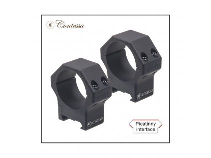 Kroužky Contessa, pevné na Weaver/Picatinny, 30mm, výška 8mm, černé