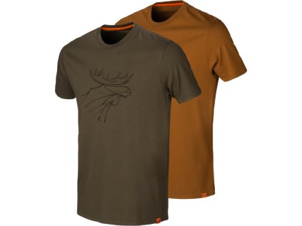 Triko Härkila Graphic, 2 ks v balení, barva: zelená a tmavě okrová, velikost: 2XL