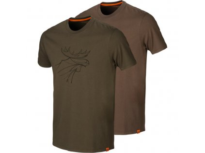 Trička Härkila graphic (2 kusy), barva: zelená a hnědá, velikost: L