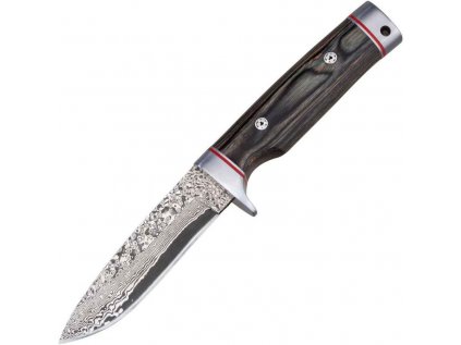 Lovecký nůž Parforce, Matador, damašková čepel 10,5cm, váha 178g, kožené pouzdro