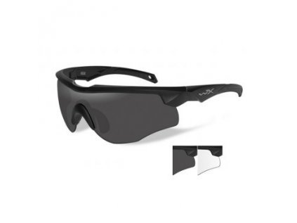 Brýle Wiley X, WX Rogue, sada skel: šedá+čirá, černý rámeček, balistická odolnost