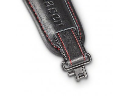 Řemen Blaser, Monza, černá kůže v kombinaci s červeným obšitím a nápisem Monza