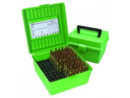Krabička na náboje MTM Cases, na řadu nábojů WSM, WSSM atd., 100ks, zelená