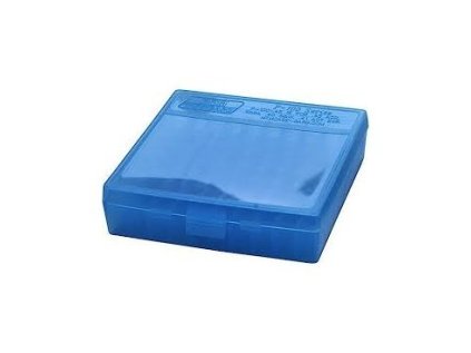 Krabička na náboje MTM Cases, Pistol, 9mm/ .380ACP, 100ks, barva čirá modrá