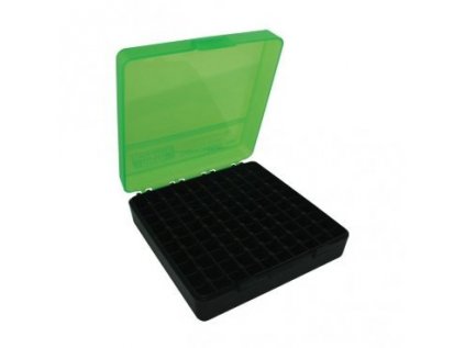 Krabička na náboje MTM Cases, 100ks pistolových 9mm, zeleno černá