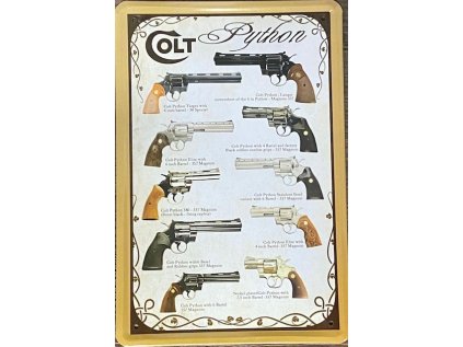 Plechová tabulka Colt, s vyobrazenými modely Python