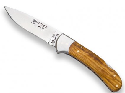 joker cocker hunting folding knife with olive wood handle ss bolster and blade length 9 cm 742