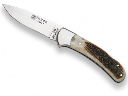 joker cocker hunting folding knife with stag horn handle ss bolster and blade length 9 cm 676