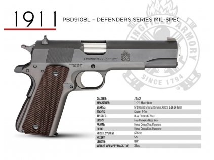Pistole sam. Springfield Armory, Mod: 1911 MilSpec, Ráže: .45 ACP, hl.: 5", parkerizovaná