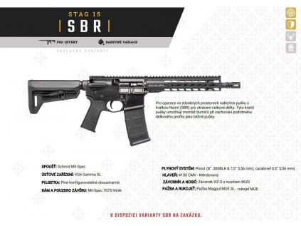 Puška sam. Stag Arms, Mod: STAG 15 Tactical SBR, Ráže: .223 Rem/5,56mm, hl.: 7,5", černá