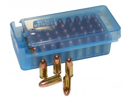 Krabička na náboje MTM Cases,Pistol/Revolver,50ks 9x19 apod., transparentní modrá