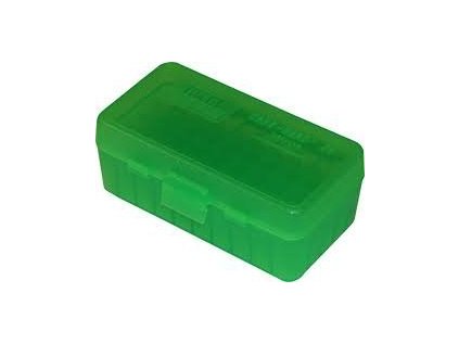 Krabička na náboje MTM Cases, Pistol/ Revolver,50ks .357 Mag., apod.,transparetní zelená,