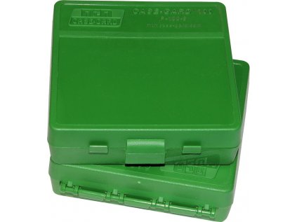 Krabička na náboje MTM Cases, Pistol, 9mm, 100ks, barva zelená