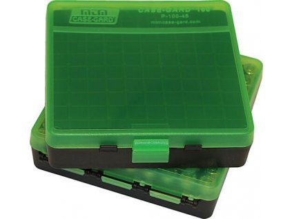 Krabička na náboje MTM Cases, Pistol, .38 Spec./.357 Mag., 100ks, barva zeleno černá