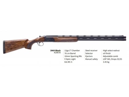 Brok. kozlice Akkar Mod: Churchill 206 SportingBlack, Ráže: 12x76mm, hl: 71cm, výběr ořech