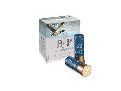 Náboj brokový Baschieri Pellagri, Valle Steel 32, 12x70mm, brok č.3 (3,3mm), 32g