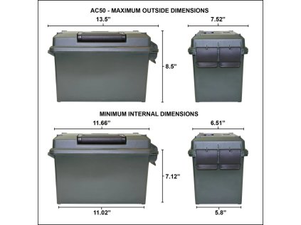 Krabice MTM Case Gard, Ammo Can .50 Cal., pro sypané střelivo, černá
