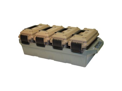 Bedna MTM Case, pro 4ks muničních schránek .30 Cal., se sklopným držákem, OD Green