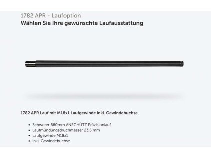 Hlaveň Anschutz, Model: 1782 APR, Ráže: .308 Win, 66cm, M18xmm, "drop in"