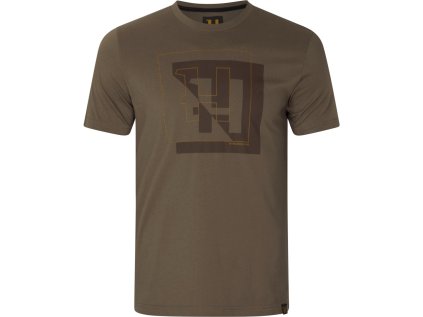 Triko Härkila H-logo S/S, barva: zelenohnědá, velikost: XXL