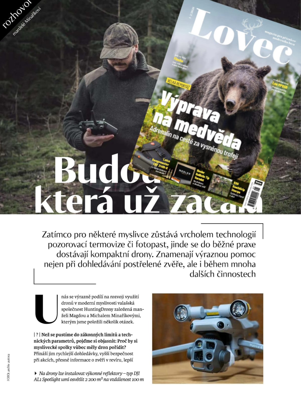 HuntingDrony – partner v oblasti dronů pro myslivce představen v časopise LOVEC