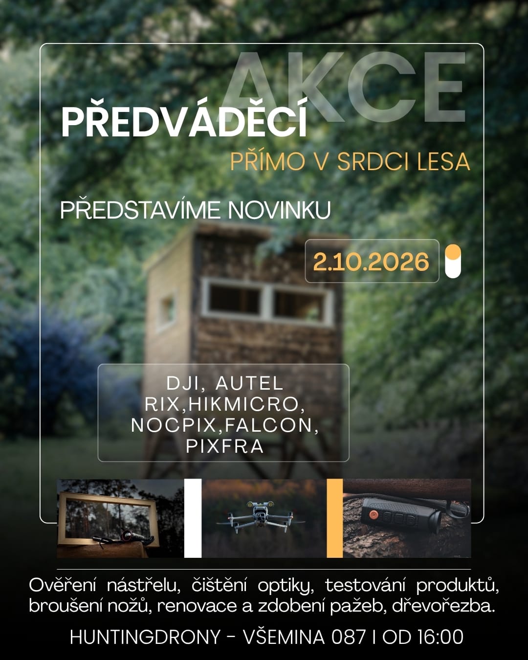Předváděcí den HuntingDrony 2026 - Drony, termovize, noční vidění a dotace pro myslivce