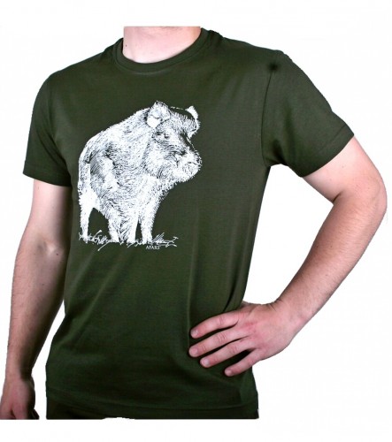 Zelené myslivecké tričko Afars divočák Velikost svetr: M