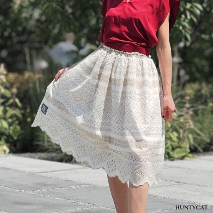 Madeirová midi sukňa prírodná Huntycat