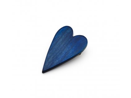 Drevená brošňa Srdce - tmavomodrá