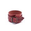 Kožený náramok na pracku kvety - červený
