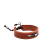 Kožený náramok na posuvné zapínanie - stračie pierko