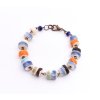 Keramický náramok z ručne vyrobených korálok - modro-oranžovo-čierny